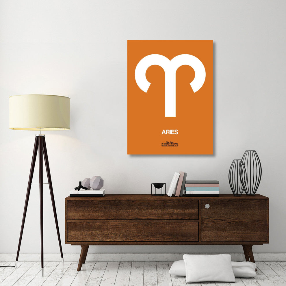 "Aries Zodiac Sign White on Orange" Fine Art Print