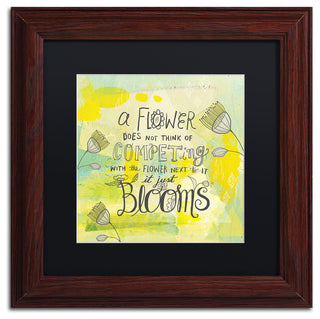 Elizabeth Caldwell 'Blooms Quote' Art, Wood Frame, Black Mat, 11x11