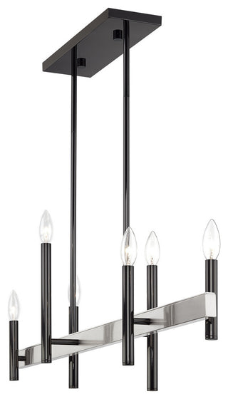 Denmark 6-Light Black Chrome Extra Large Linear Chandelier with Brushed Nickel
