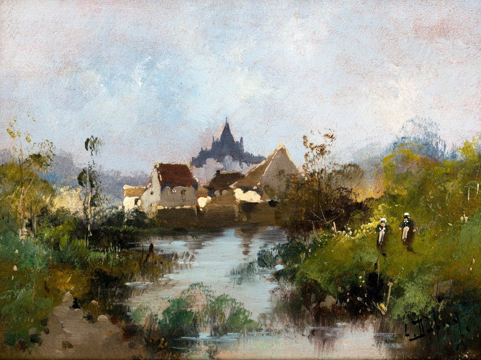 Tile Mural French River Rural Landscape Eugene Galien-Laloue, 6"x8", Glossy
