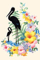 Storks and Flowers - Gallery Wrapped Canvas Art 28" x 42"