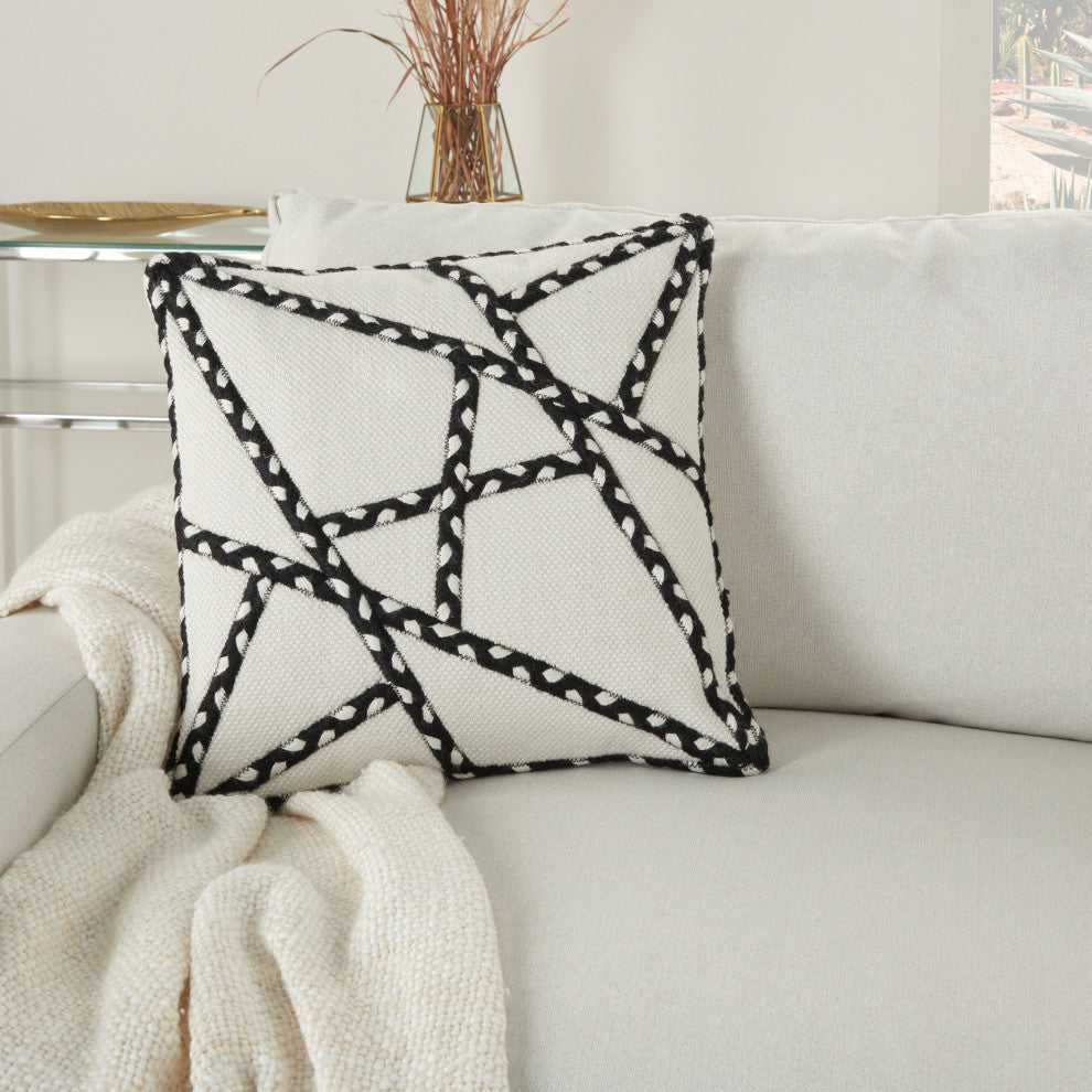 Mina Victory VJ006 Throw Pillow, Black, 18" x 18"