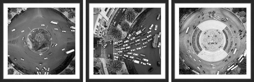 Traffic Circle Triptych, 36x12