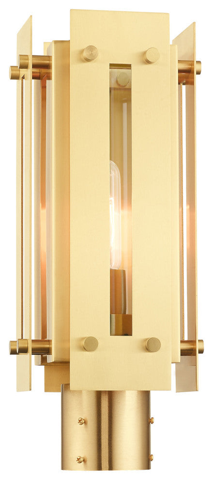 Livex Lighting Utrecht 1 Light Satin Brass Medium Outdoor Post Top Lantern