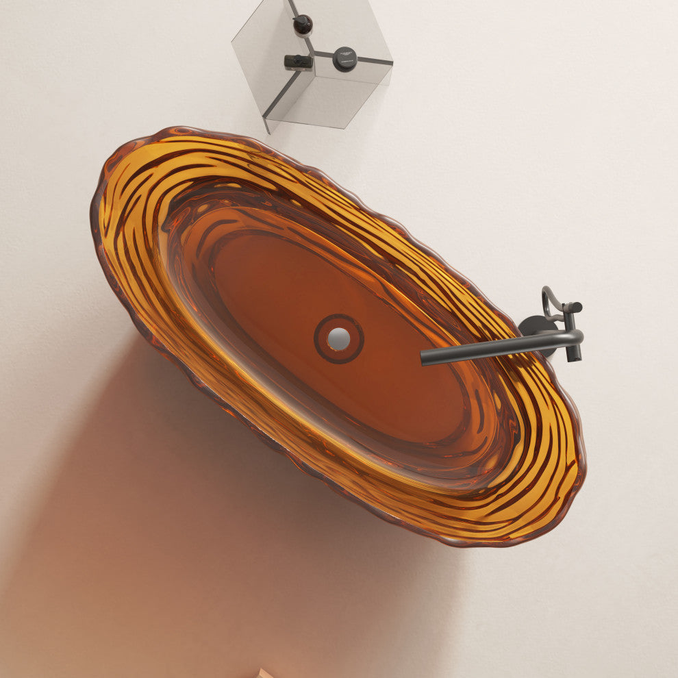 Vanity Art Freestanding Soaking Stone Resin Bathtub, Pure Resin Coffee