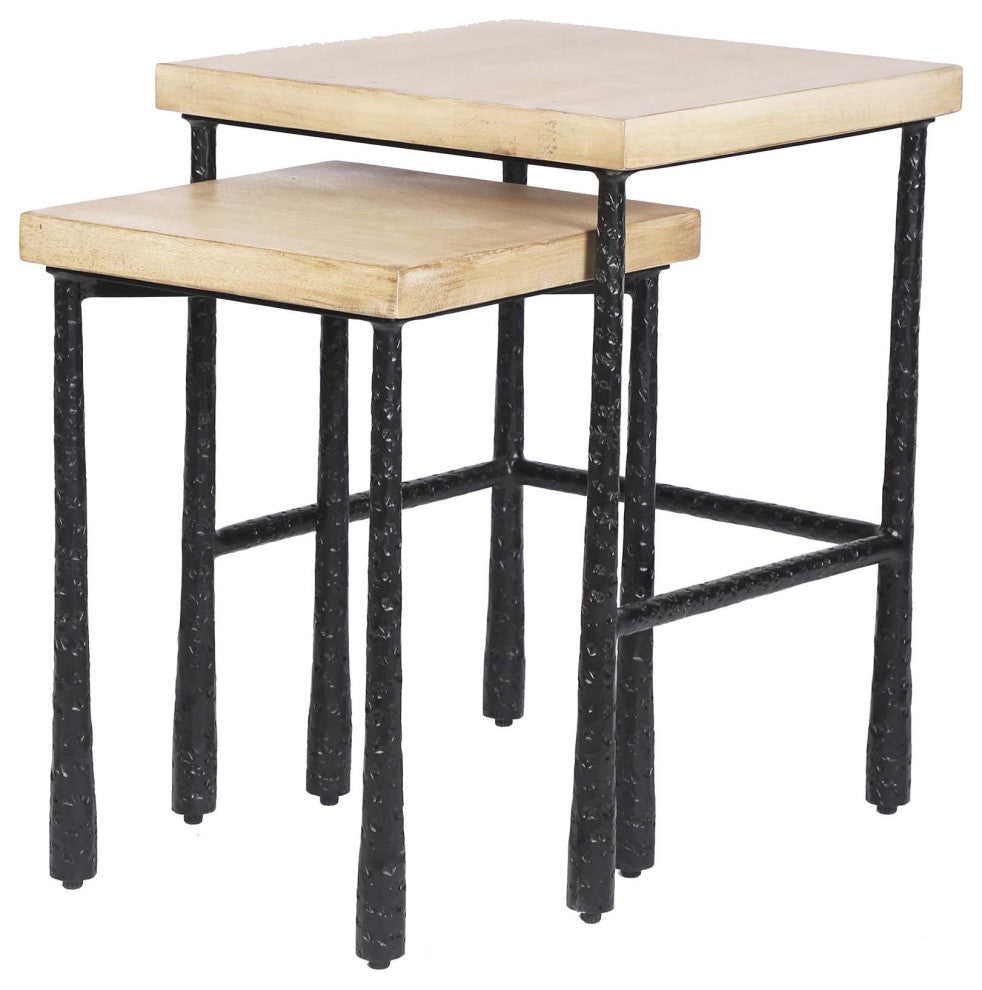 Valea Mango Wood  Square Side Table Set of 2