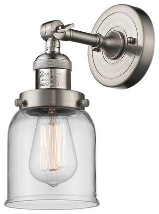 Small Bell 1-Light LED Sconce, Brushed Satin Nickel, Glass: Clear
