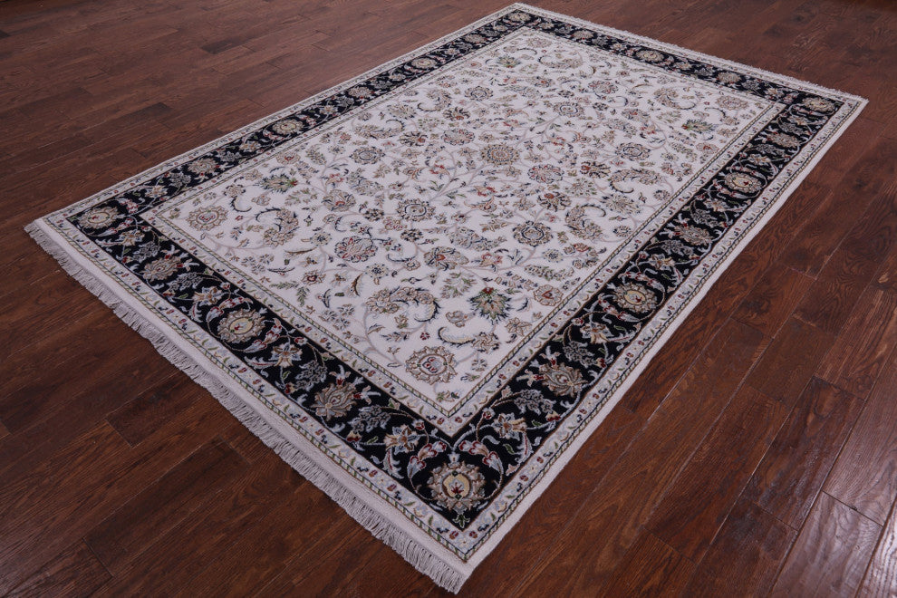 6' 1" X 9' 1" Persian Nain Handmade Wool & Silk Rug - Q14730
