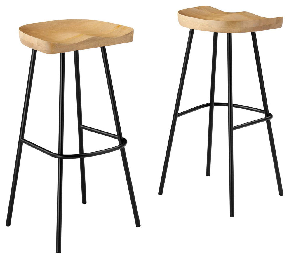 Concord Backless Wood Bar Stools - Set of 2