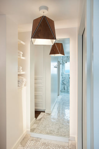 Calx 19 1-Light Pendant, Brushed Aluminum, Walnut, Led