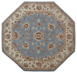 HAND TUFTED WOOL ECO-FRIENDLY AREA RUGS - Octagon,Blue White,Oriental