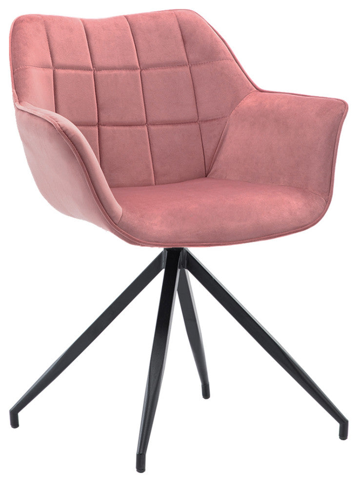 Square Tufted Spider Legs Velvet Accent Chair, Pink