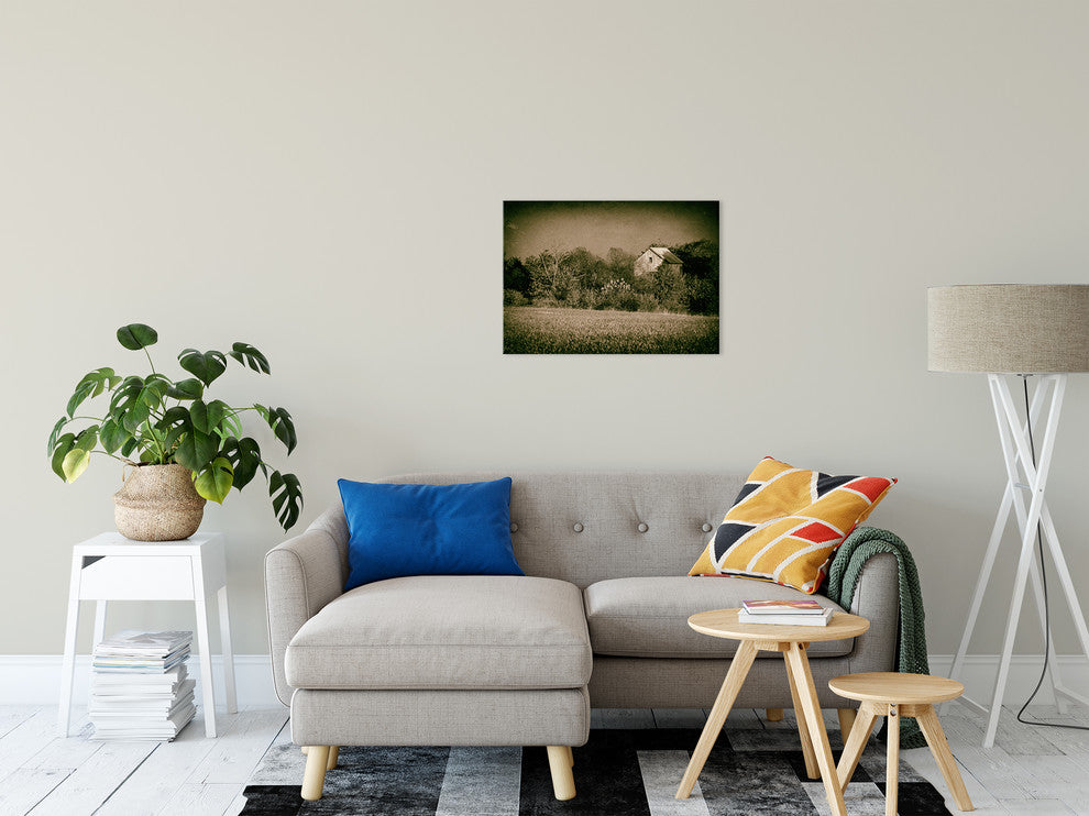 Farmhouse Wall Art: Abandoned Barn Trees Vintage Canvas Print, 18" X 24"