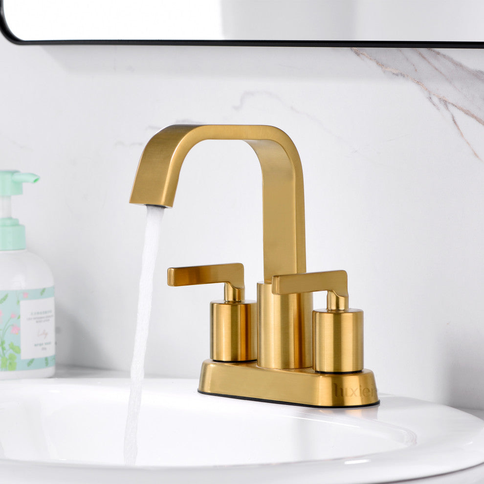 Luxier MSC14-T Single-Handle Bathroom Faucet With Drain, Brushed Gold