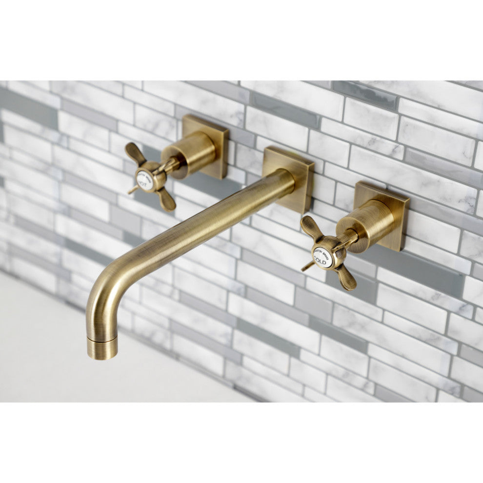 KS6023BEX Wall Mount Tub Faucet, Antique Brass