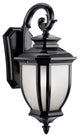 Transitional Salisbury Outdoor Wall, Medium, Black With White Linen Glass