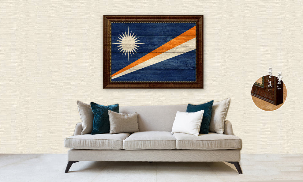 Mauritania Country Textured Flag Print With Brown Gold Frame, 19"X27"