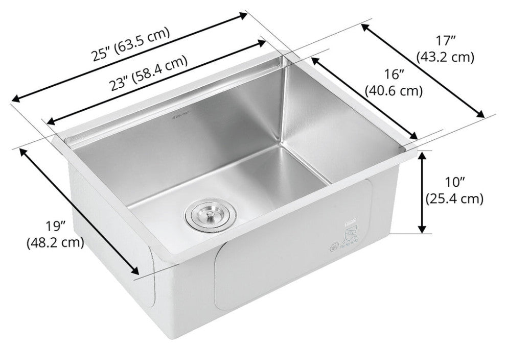 25 in. Undermount Single Bowl Kitchen Sink with Accessories in Stainless Steel