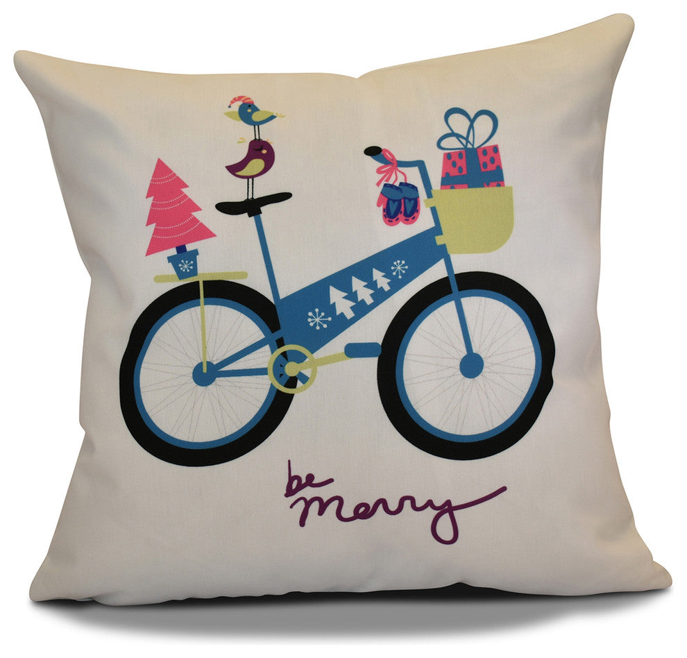 Decorative Holiday Pillow Geometric Print, Teal, 26"x26"