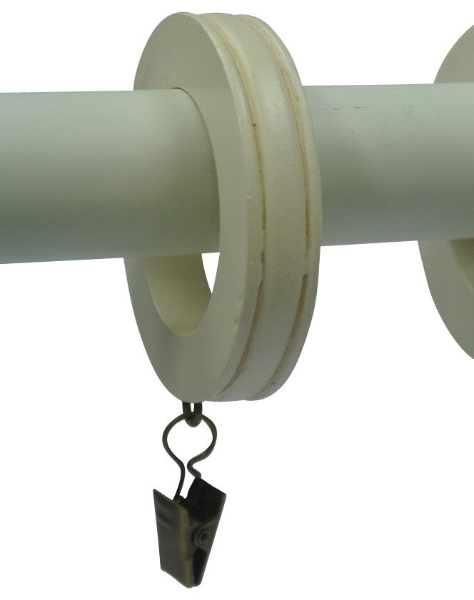 1 3/4" Banded Designer Curtain Rings, Ivory, Set of 14