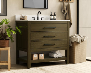 Home Living 36" Single Bathroom Vanity, Chestnut Brown With Backsplash