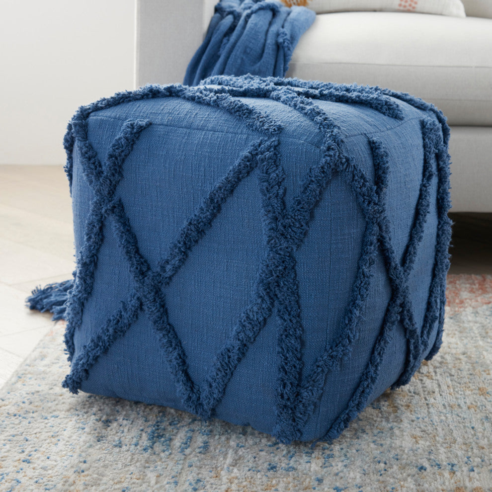 Mina Victory SH018 Pouf, Blue, 16X16X16