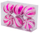 2.36" Hot Pink Matte Ornament With Pink And White Glitter Sprial Stripes, 6 Pack