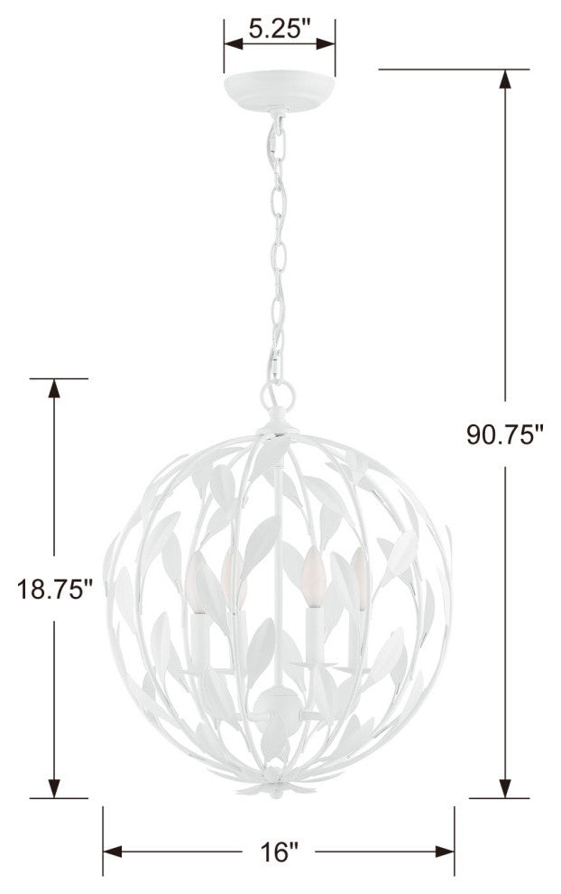 Broche 4 Light Matte White Chandelier