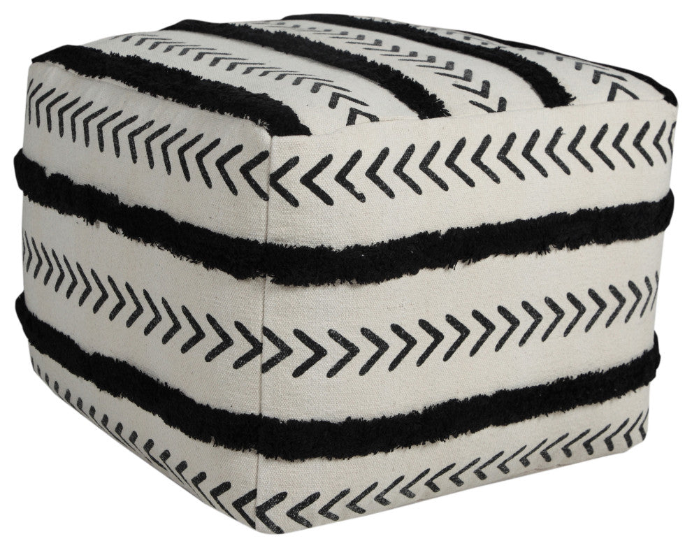 Textured Chevron Stripe Pouf Ottoman