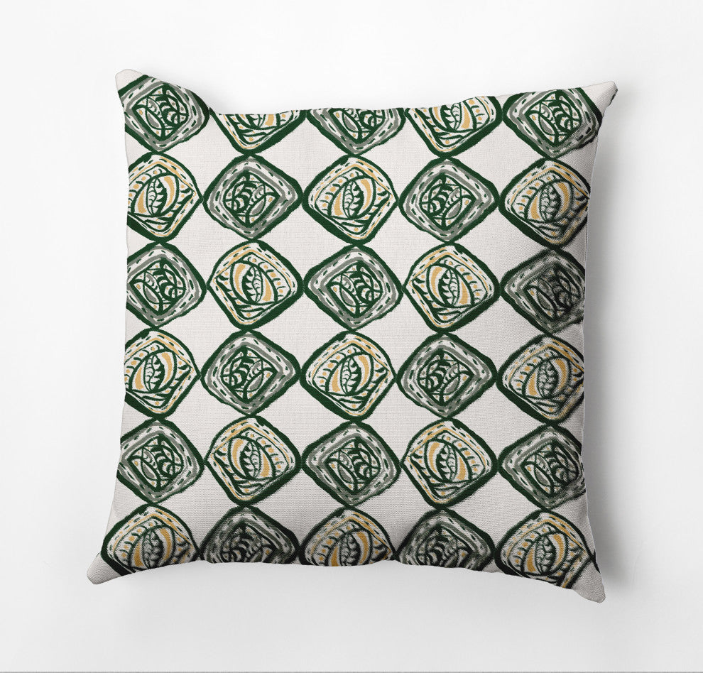 Cowry Check II Rug Pillow, Green, 26"x26"
