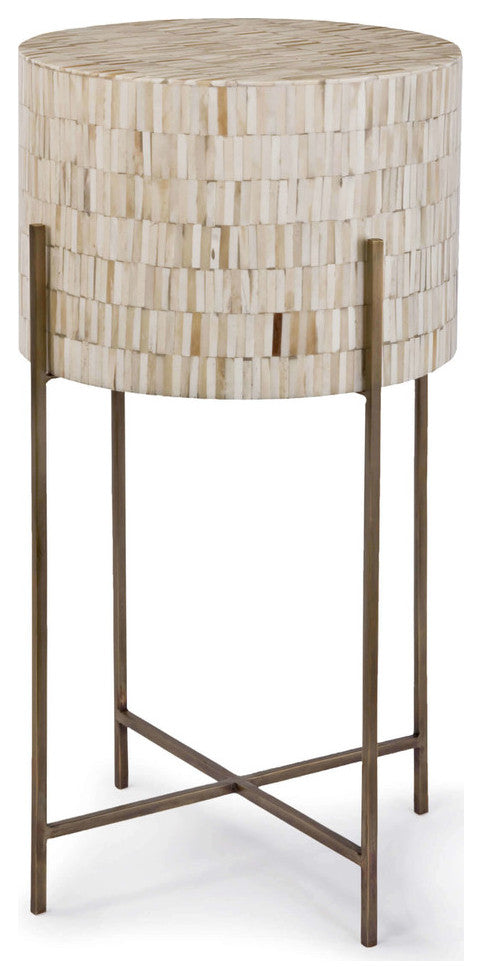 Bone Drum Table, Antique Brass