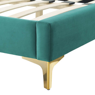 Alexandria Tufted Performance Velvet King Platform Bed - Teal