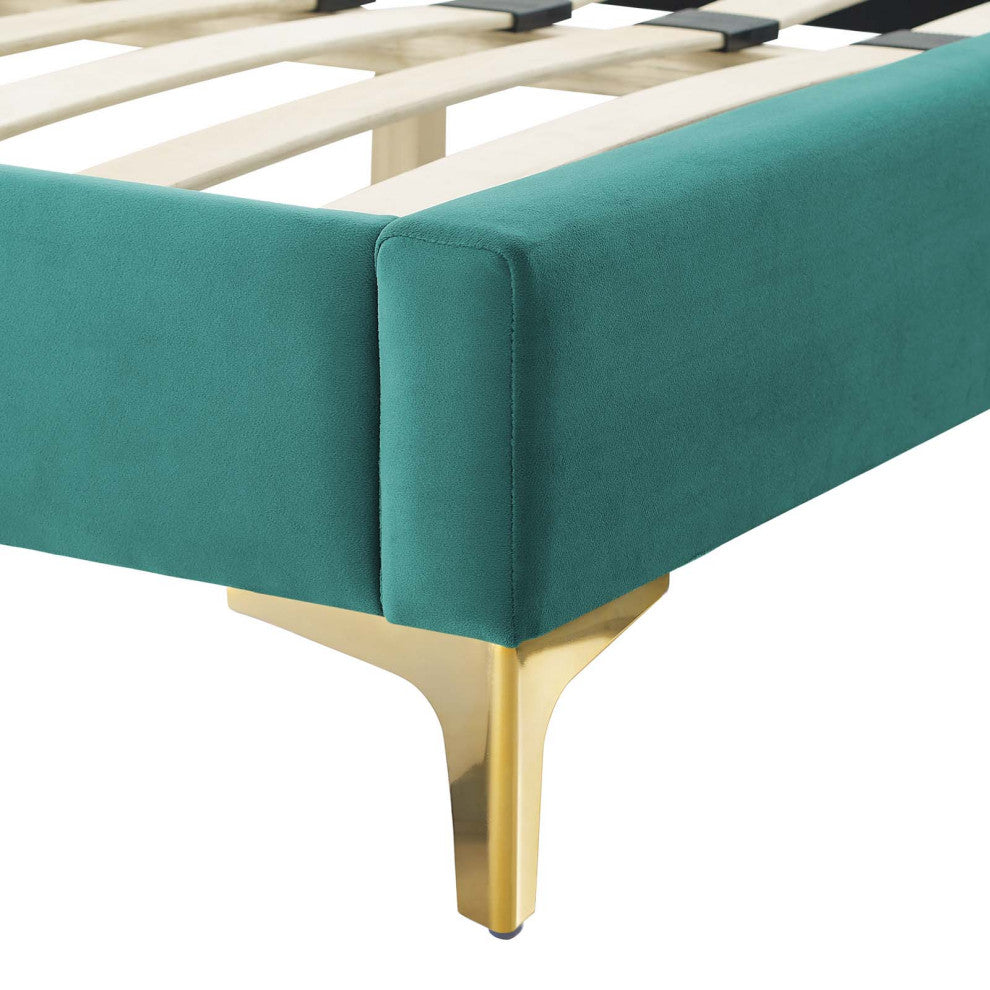 Alexandria Tufted Performance Velvet King Platform Bed - Teal