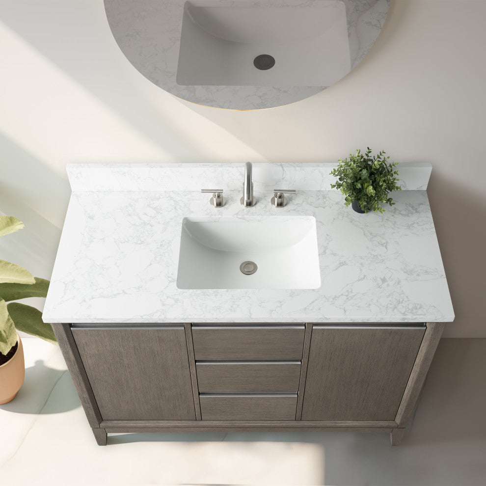 Vanity Art Bathroom Vanity With Sink, Driftwood Gray, 48" Single