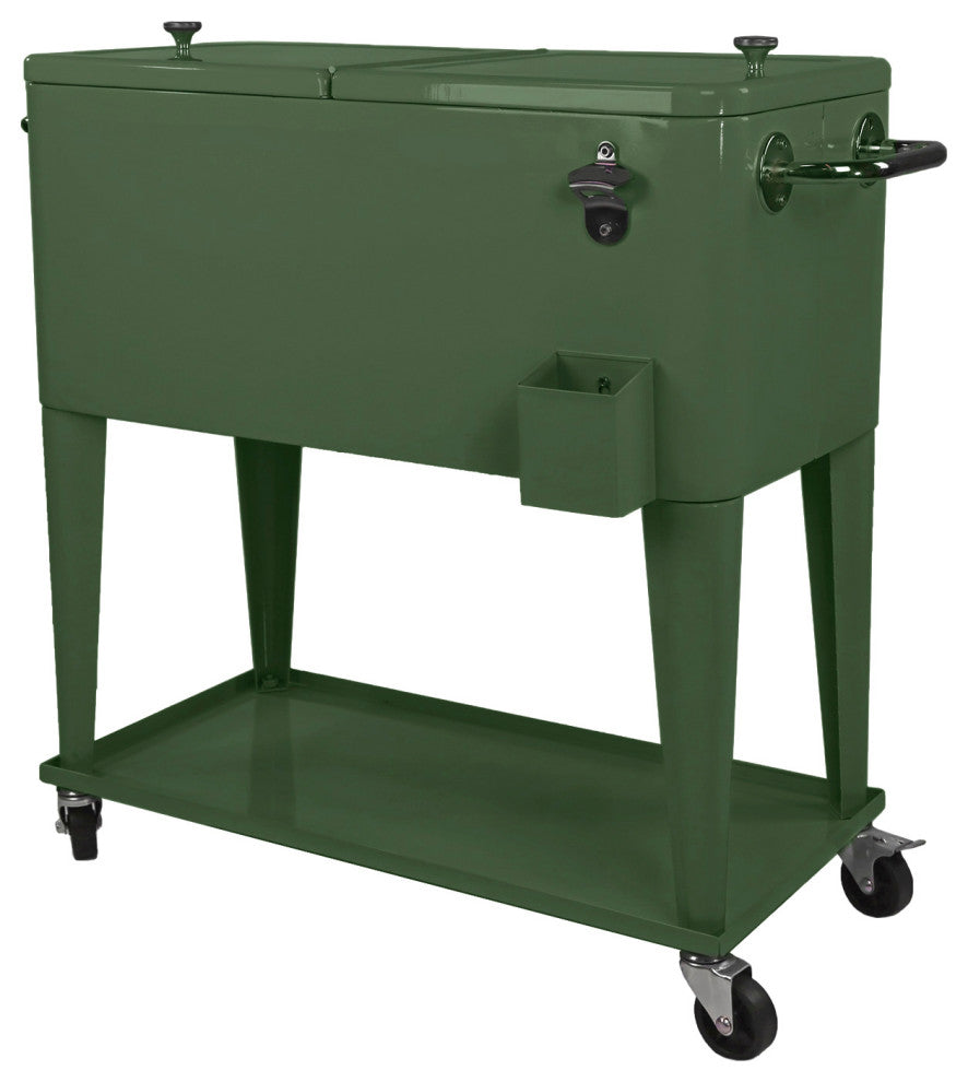 Clevr Retro 80 Quart Rolling Cooler Ice Chest, Green
