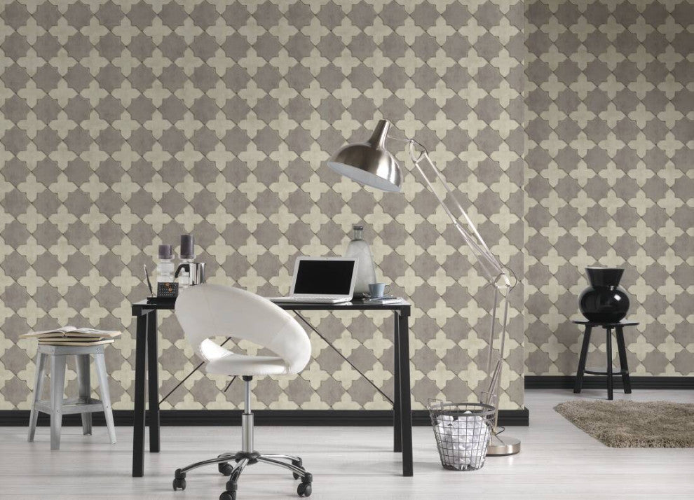 Mosaic Textured Wallpaper Featuring Star Shaped Tile, 374215