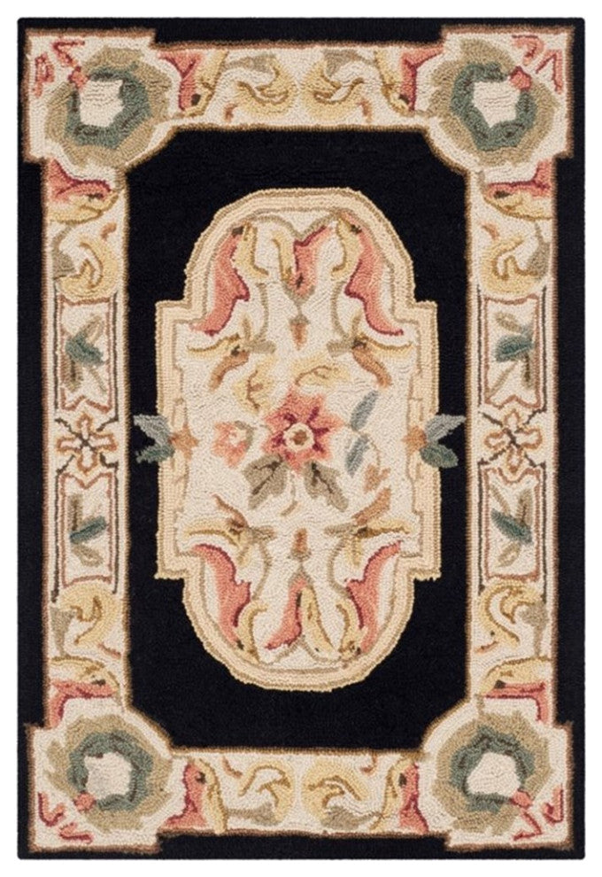 Safavieh DuraRug 3' X 5' Hand Hooked Rug in Navy and Ivory