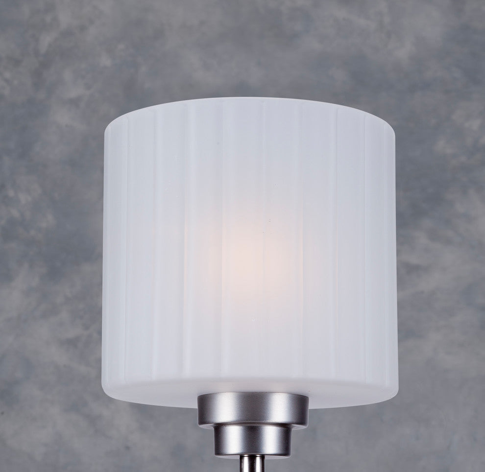 4 Light Island Pendant, Brushed Nickel, Frosted Ribbed Glass