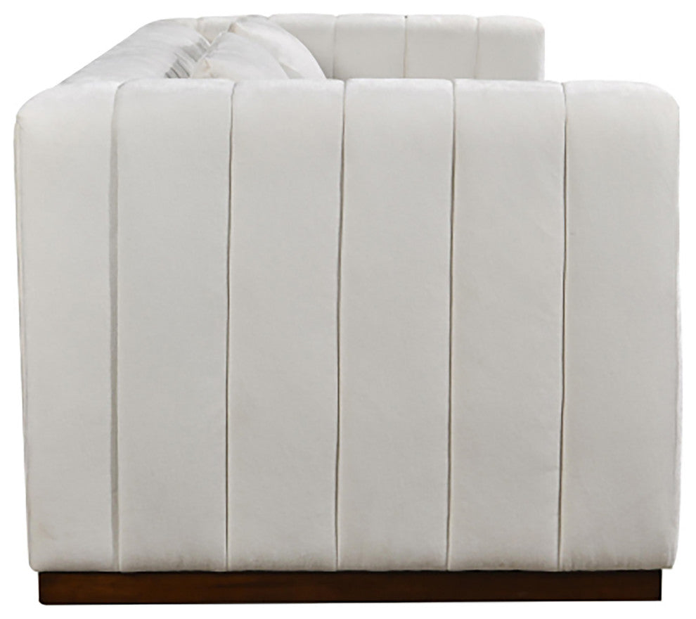 Upton Sofa With 2 Toss Pillows Upholstered in Ivory Multi-Weave Fabric