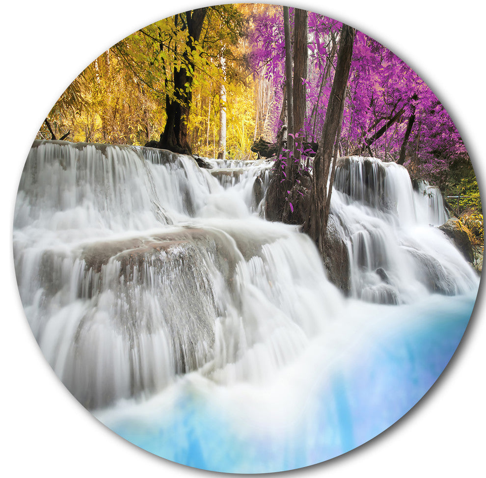 Erawan Waterfall, Landscape Photography Round Wall Art, 36"