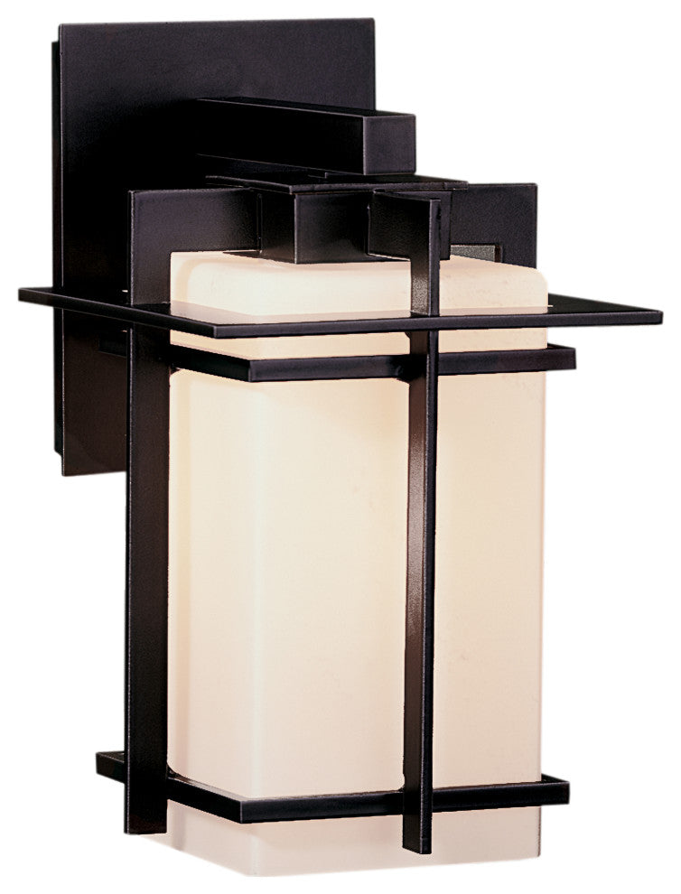 Tourou Downlight Outdoor Sconce, Coastal Black Finish, Opal Glass