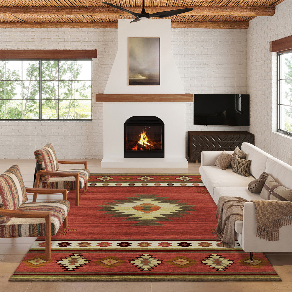 Indoor/Outdoor Phoenix PH4 Paprika Machine Washable 5' x 7'6" Rug