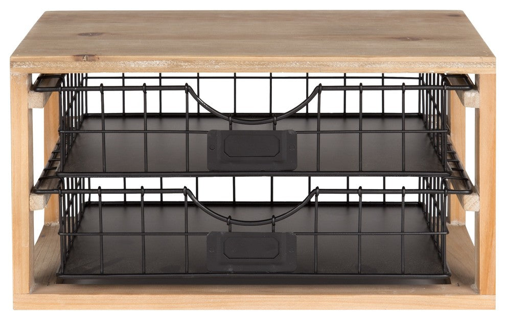 Kate and Laurel Tanner Wood and Metal Desktop Drawers Letter Tray