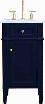 18" Blue Bathroom Vanity With Gold Details