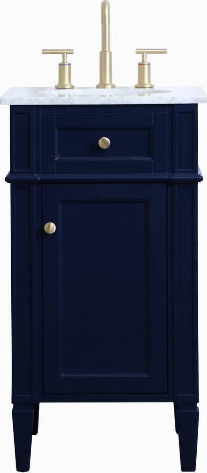 18" Blue Bathroom Vanity With Gold Details