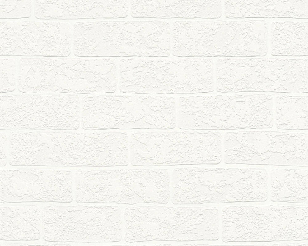 Faux Textured Wallpaper, Stone Wall, 359811, Cream White, Sample