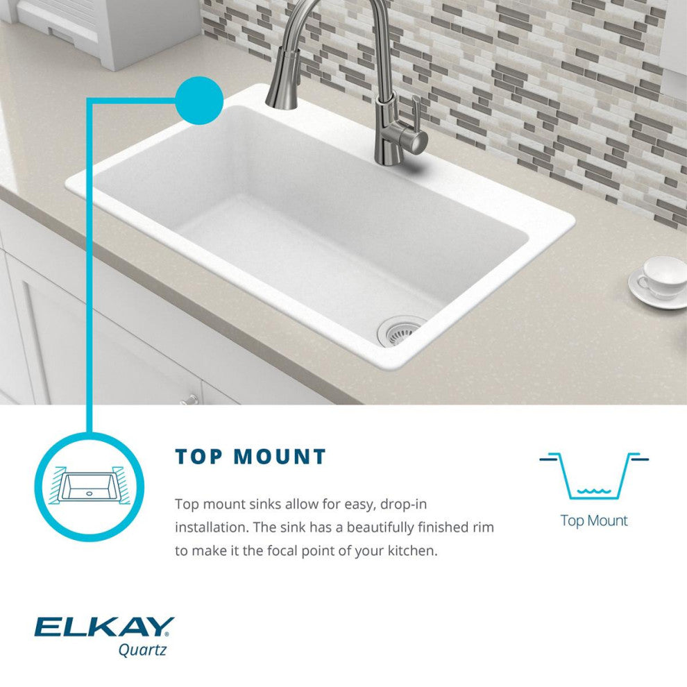 ELGAD2522PDMC0 Quartz Classic 25" x 22" ADA Sink with Perfect Drain, Mocha