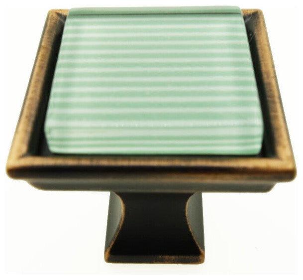 Green Stripes Crystal Glass Oil Rubbed Bronze Madison Classic Knob