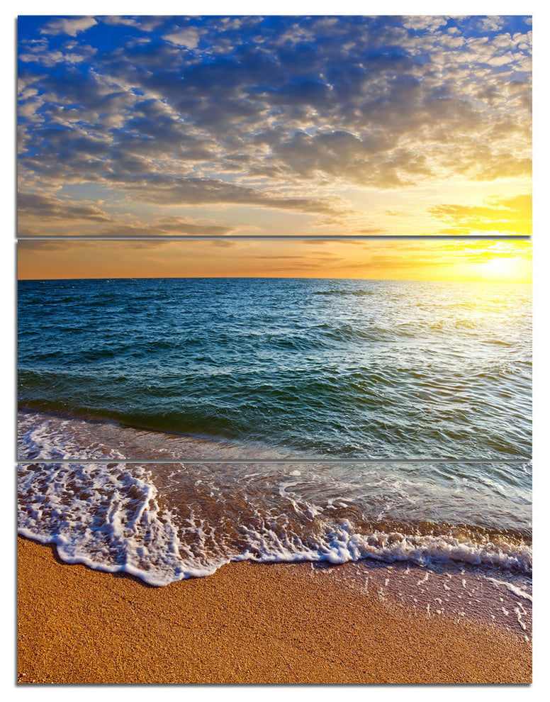 "Layers of Colors on Sunrise Beach" Metal Wall Art, 3 Panels, 28"x36"