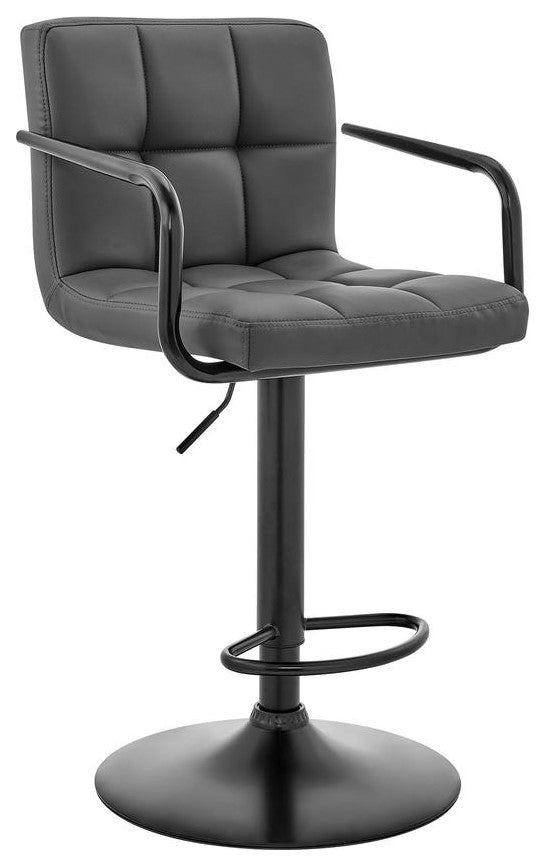 Laurant Adjustable Gray Faux Leather Swivel Bar Stool